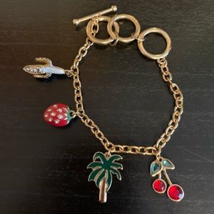 Charm bracelet, cherry, banana, strawberry, palm tree